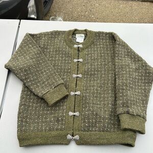 L.L. Bean vintage Olive Cardigan with Silver Clasps